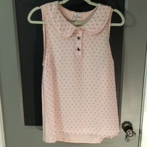 Light pink and black tank with collar. Large